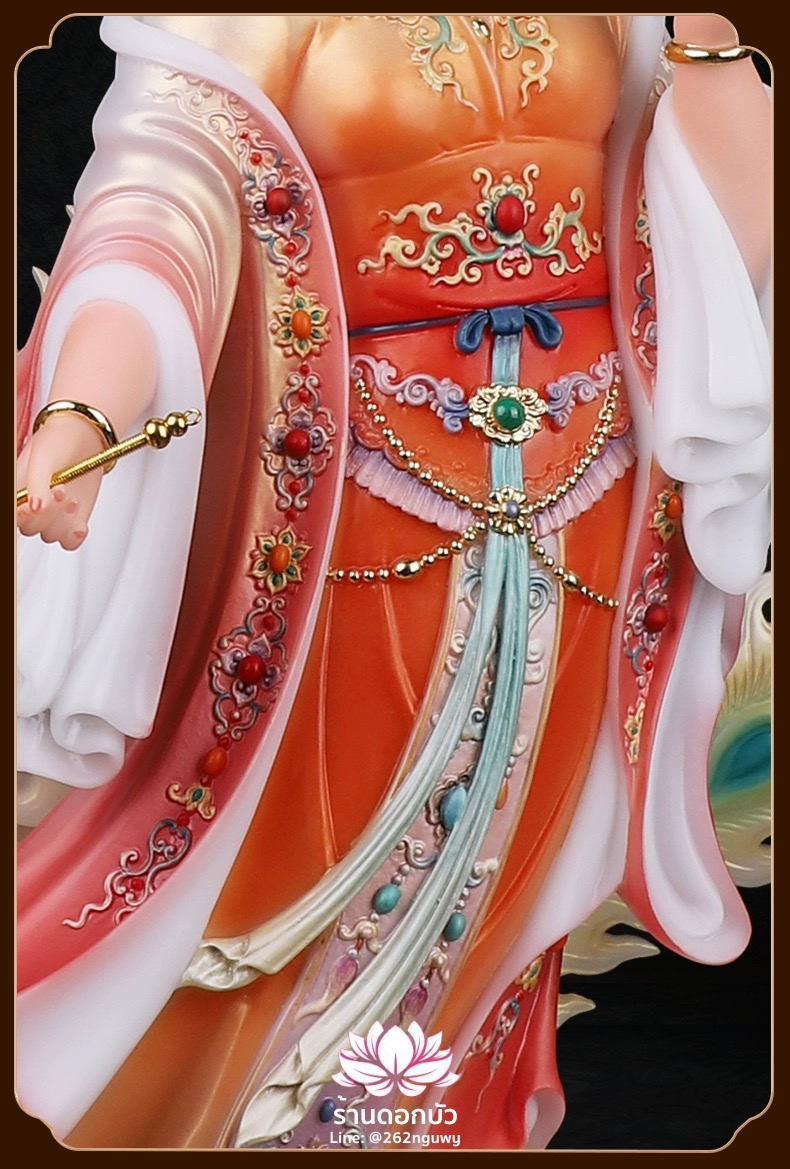 กิ่วเที้ยนเฮี่ยนลื้อ กิวเทียงเหี่ยงนึ่ง จิ่วเทียนเสวียนนี่ ปางยืนบนหงส์บริวาร งานหินอ่อนคุณภาพสูง ขนาด 12/16/19/26 นิ้ว