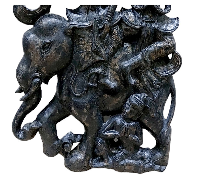 แผ่นไม้แกะสลัก ศิลปะพม่า 30cmx48cm