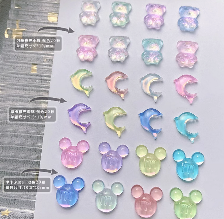 SKU-01071 ชุดแต่งเล็บ โลมา หัวหมีM หมี ( 20 ชิ้น )