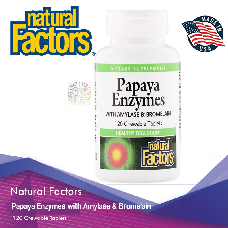 Natural Factors, Papaya Enzymes with Amylase & Bromelain, 120 Chewable Tablets