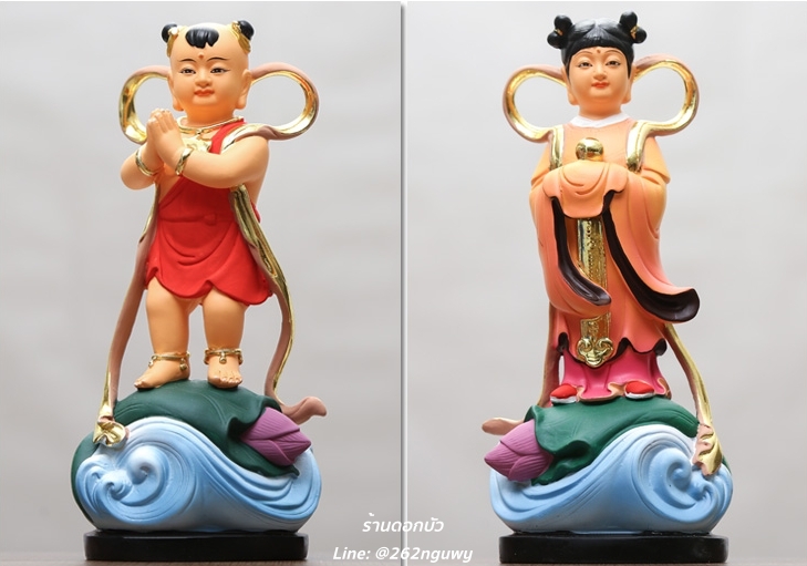 องค์พระกิมท้ง-เง็กนึง, เซียนจ๋าย-หยกลื้อ ปางเด็ก ลูกศิษย์พระโพธิสัตว์กวนอิม งานเรซิ่น ขนาด 10 นิ้ว