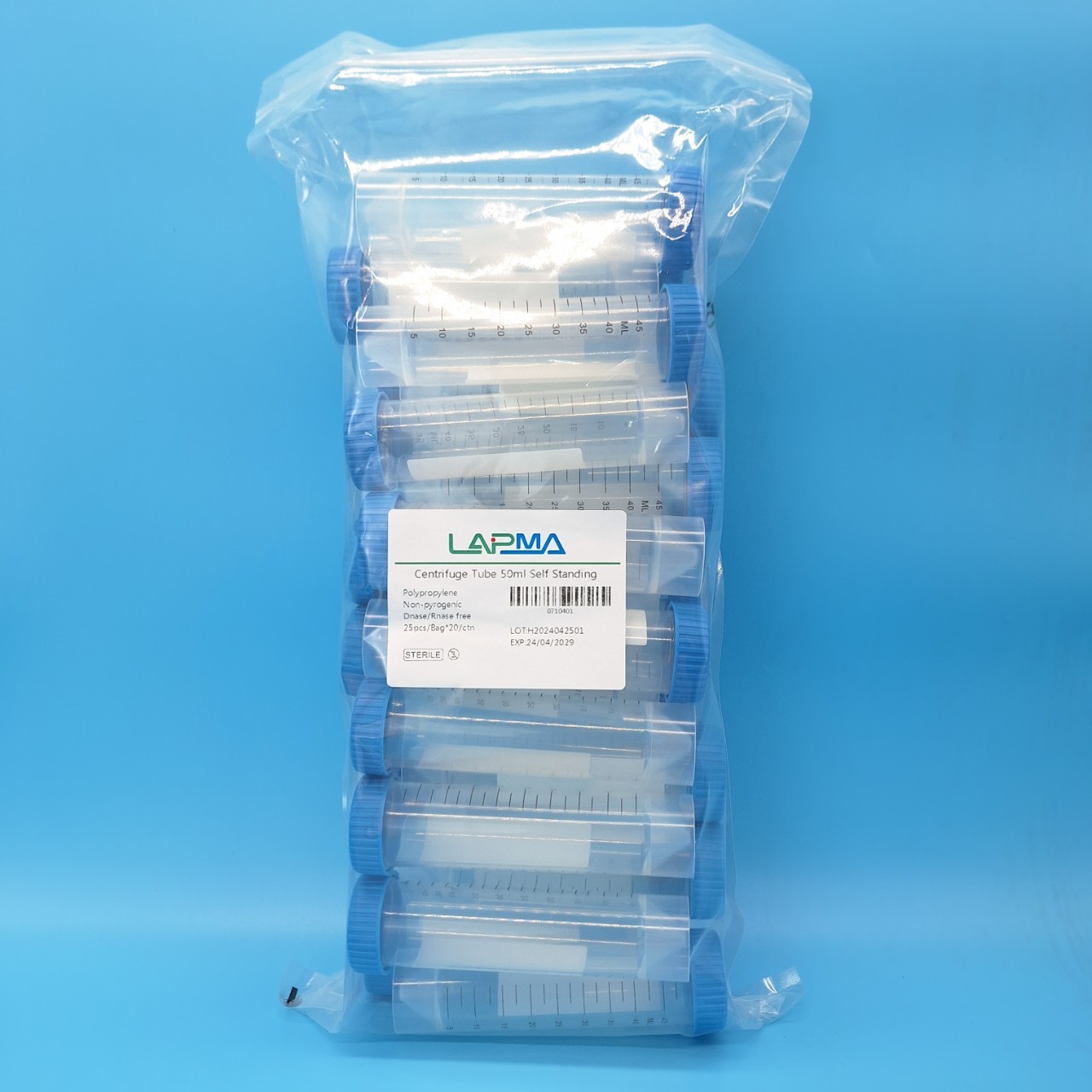 Free-standing Centrifuge Tube 50ml ,Sterile, หลอดทดลองแบบตั้งโต๊ะ ขนาด50 มล. (หลอดเก็บเมล็ดกาแฟ) : สีน้ำเงิน