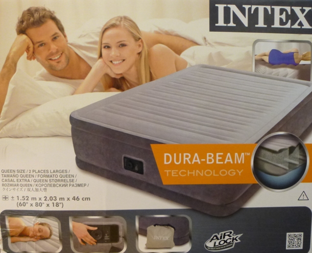 Intex 64414 Comfort Plush QueenSize ขนาด 5 ฟุต ปั๊มลมในตัว สีเทา
