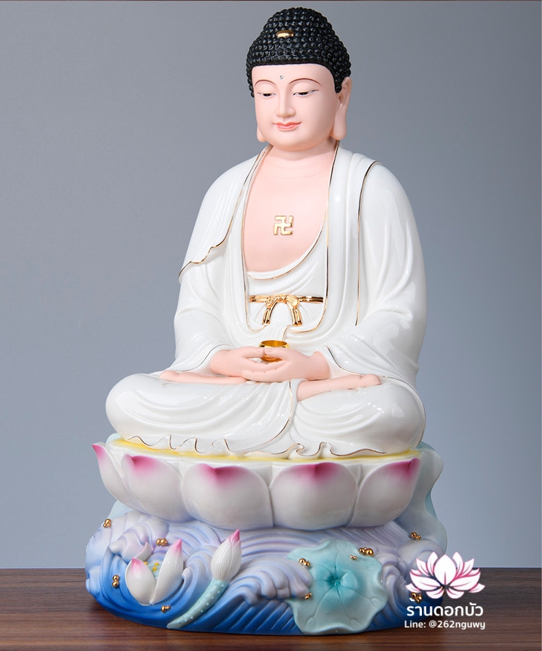 พระพุทธเจ้า (พระยูไล) พระโพธิสัตว์กวนอิม (กวนอิมผ่อสัก) พระกษิติครรภโพธิสัตว์ (ตี่จั่งอ๊วงผ่อสัก) และพระศรีอริยเมตไตรย (หมีเล่อฝอ) ขนาด 12/16/19 นิ้ว