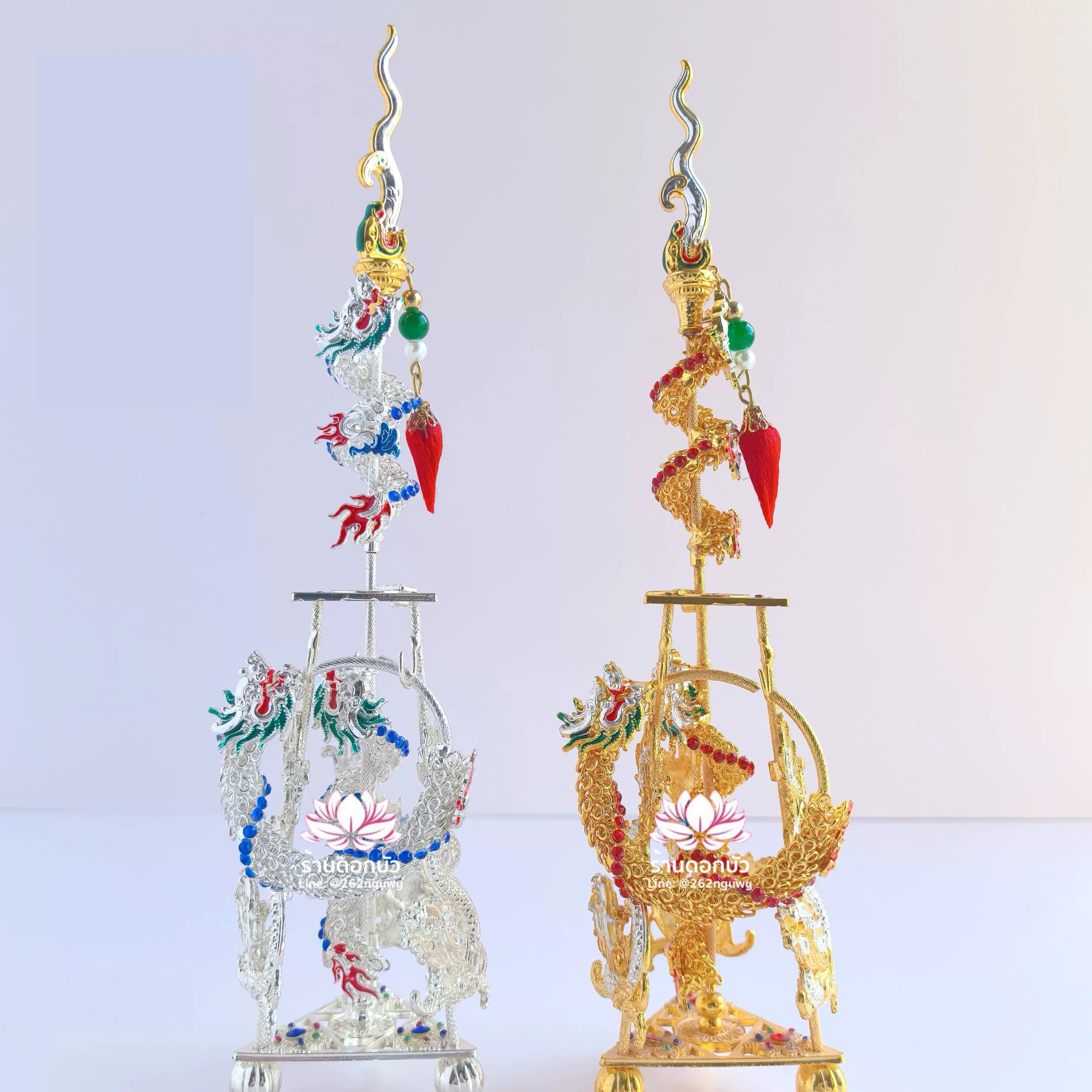 ทวนพร้อมห่วงนาจา สำหรับองค์พระกิมซิ้น อาวุธเทพเจ้านาจา หลี่โล่เฉี้ย จงตั๋นหง่วนโส่ย งานไต้หวันพรีเมียม