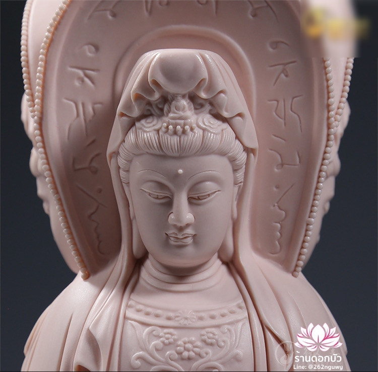 พระโพธิสัตว์กวนอิม 3 พระพักตร์ พระแม่กวนอิม 3 ปาง เนื้อชมพู ขนาด 15 นิ้ว