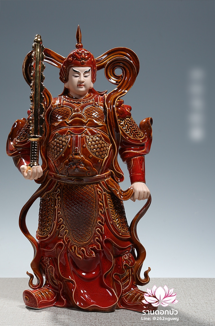 เทพเจ้ากวนอู และพระเวทโพธิสัตว์ (อุ่ยท้อผ่อสัก) ขนาด 14/18/20 นิ้ว สีแดง