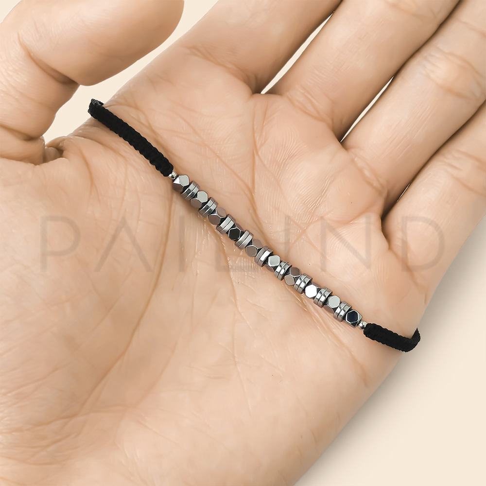 สร้อยข้อมือเชือกถักแฟชั่น พลอย HEMATITE