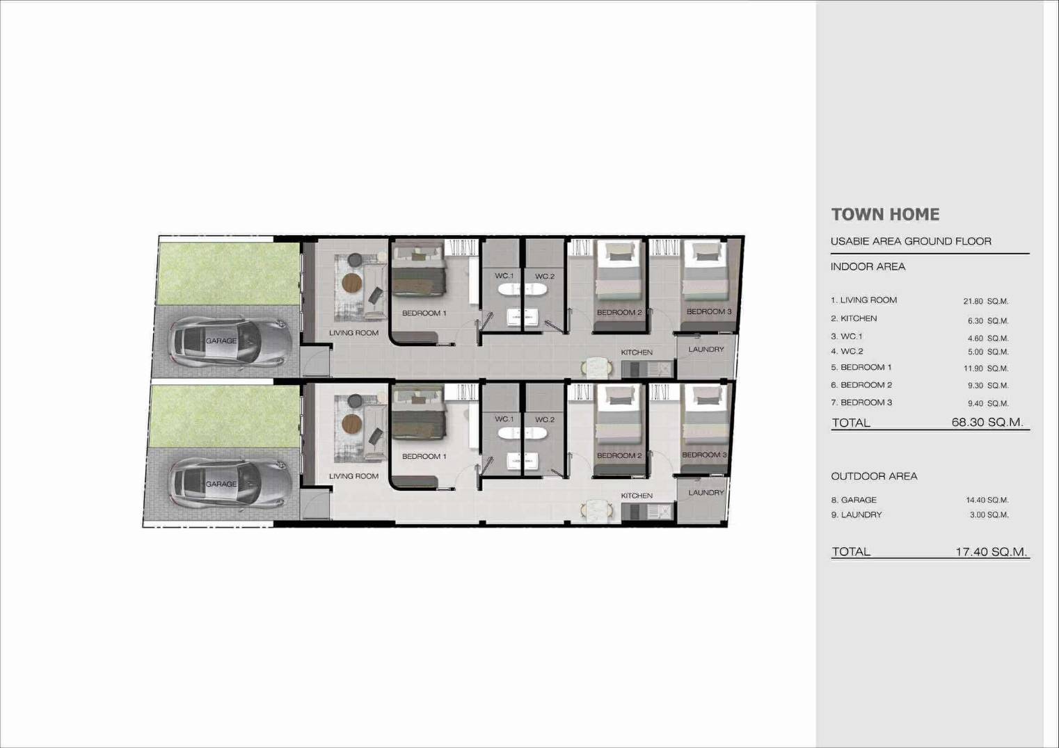 For Sales : Kathu, New project, Single-Story Town house, 3 Bedrooms 2 Bathroom