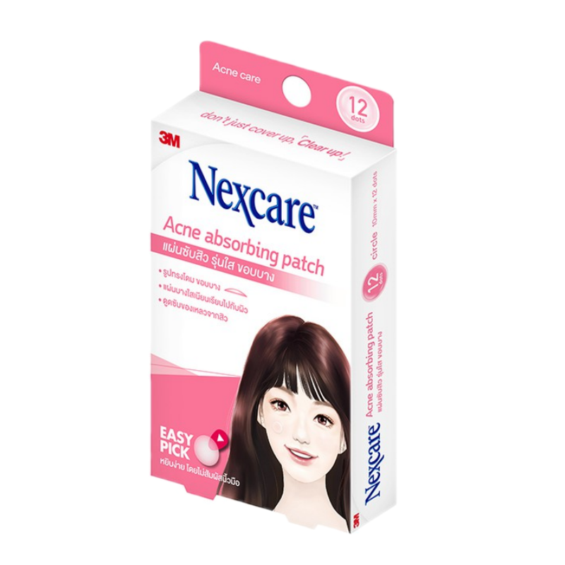 3M Nexcare Acne แผ่นซับสิวรุ่นใส ขอบบาง 12 ชิ้น