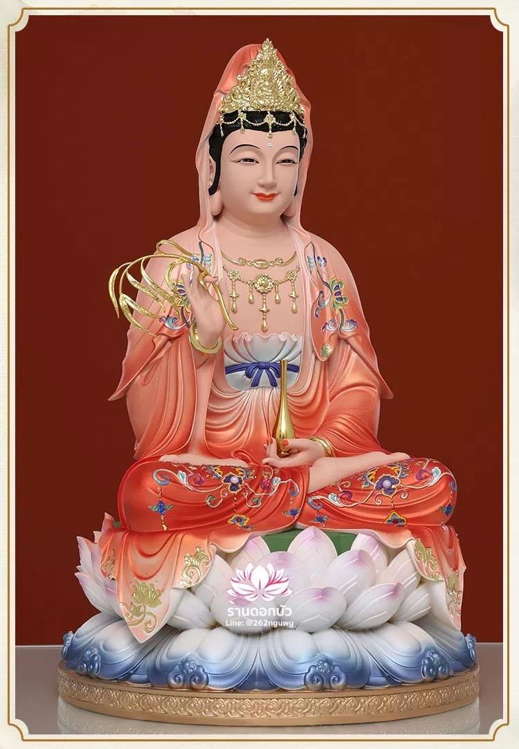 พระพุทธเจ้า (พระยูไล) พระโพธิสัตว์กวนอิม (กวนอิมผ่อสัก) พระมหาสถามปราปต์โพธิสัตว์ (ไต่ซีจี่ผ่อสัก) งานเรซิ่น ขนาด 12/16/19 นิ้ว