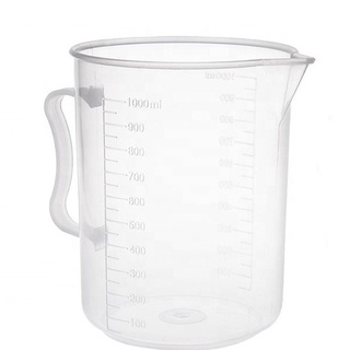 บีกเกอร์พลาสติก , กระบอกตวงพลาสติกมีหูจับ Beaker with handle ความจุ 500ml/1000ml/2000ml/3000ml/5000ml (ขายยกลัง)