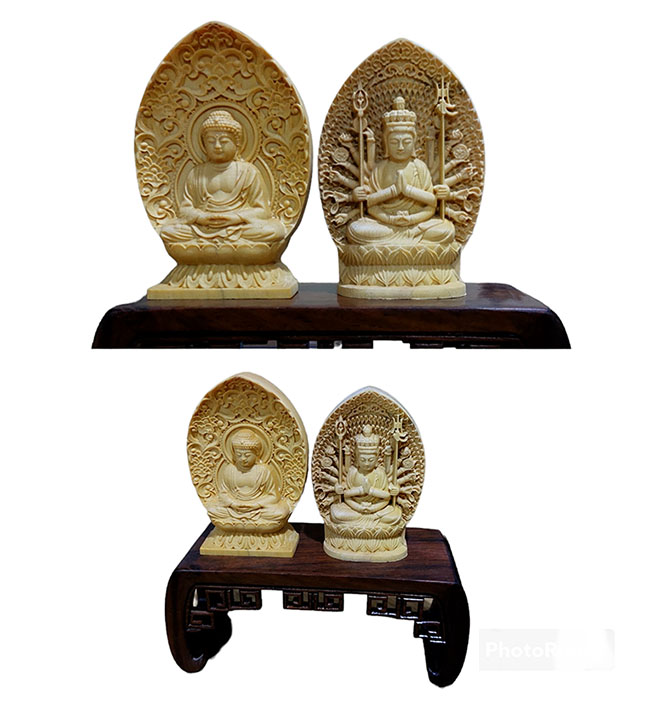 พระโพธิสัตว์ ไม้boxwood ขนาดเล็กๆ องค์ละ