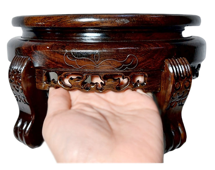 ฐานหรือกี๋ไม้สไตล์จีน ทรงกลม ขาเสือ หน้าท๊อป 20cm ตัวละ