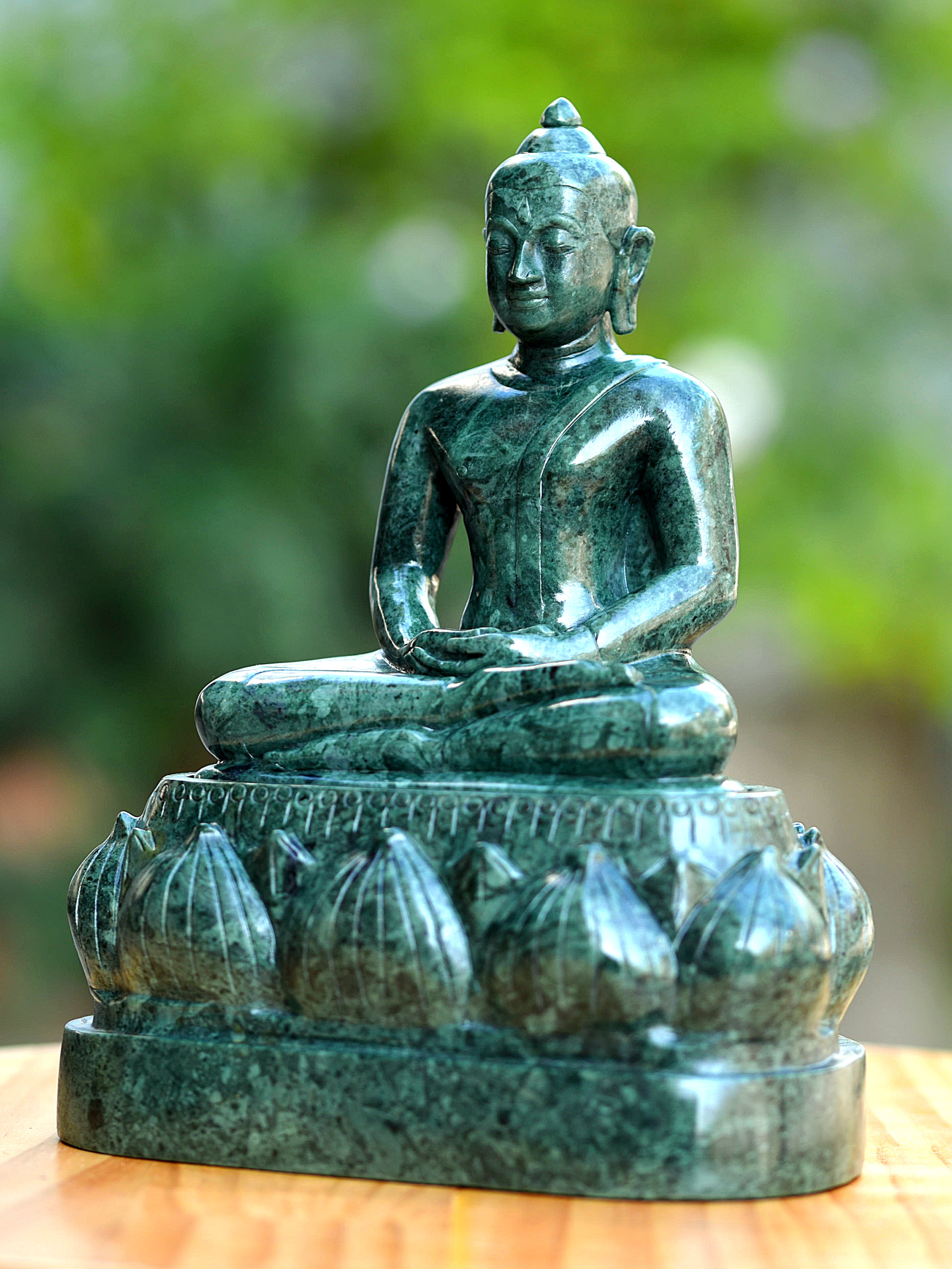 พระแก้วเศียรโล้นไม่ทรงเครื่อง 5นิ้ว หินเขียวอินเดีย หินเขียวอินเดีย