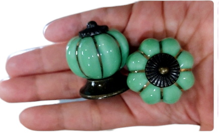 (คู่)ปุ่มจับ มือจับเซรามิก รูปทรงฟักทอง 3.2cm