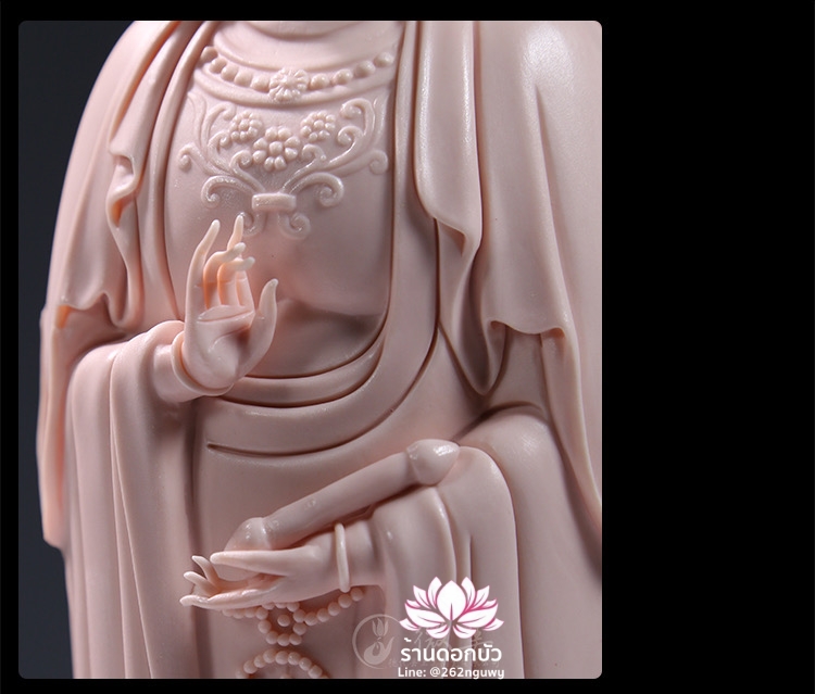 พระโพธิสัตว์กวนอิม 3 พระพักตร์ พระแม่กวนอิม 3 ปาง เนื้อชมพู ขนาด 15 นิ้ว