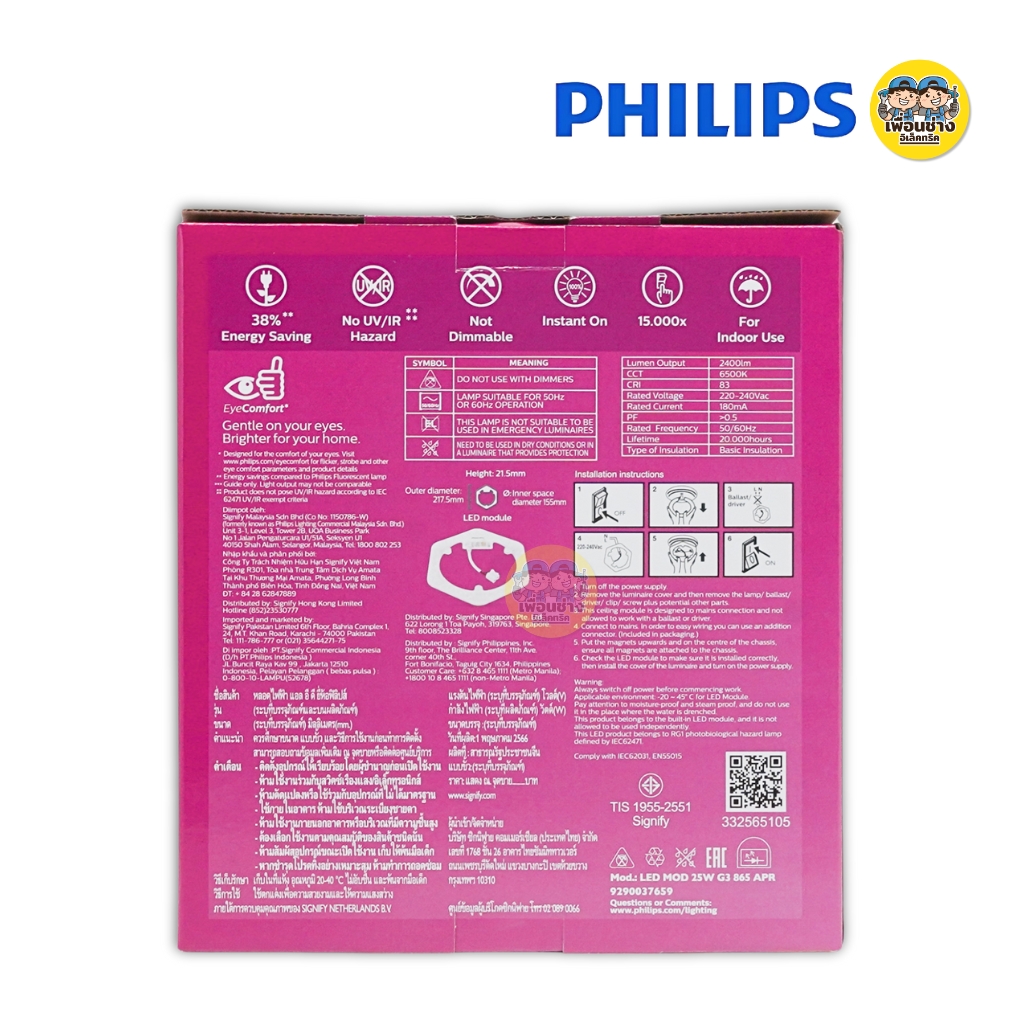 Philips แผงไฟ LED Circular MOD 25W แผงโมดูล LED โคมเพดานกลม แสงขาว Daylight แผ่นชิพ แอลอีดี ฟิลิปส์