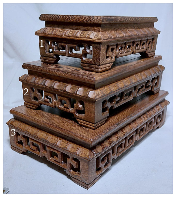 กี๋หรือฐานไม้สไตล์จีน สี่เหลี่ยมผืนผ้า มี3ขนาด หลายราคา ราคาเริ่ม