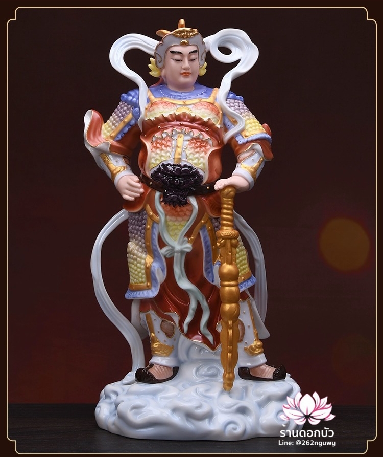 เทพเจ้ากวนอู และพระเวทโพธิสัตว์ (อุ่ยท้อผ่อสัก) ขนาด 14 นิ้ว ลงสีขลิบทอง