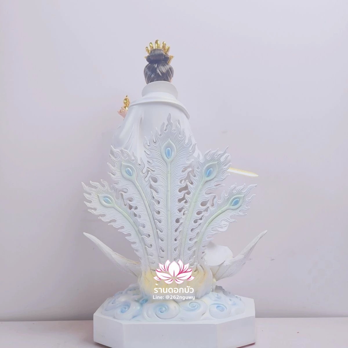 กิ่วเที้ยนเฮี่ยนลื้อ กิวเทียงเหี่ยงนึ่ง จิ่วเทียนเสวียนนี่ ปางยืนบนหงส์บริวาร งานเรซิ่น ขนาด 19 นิ้ว