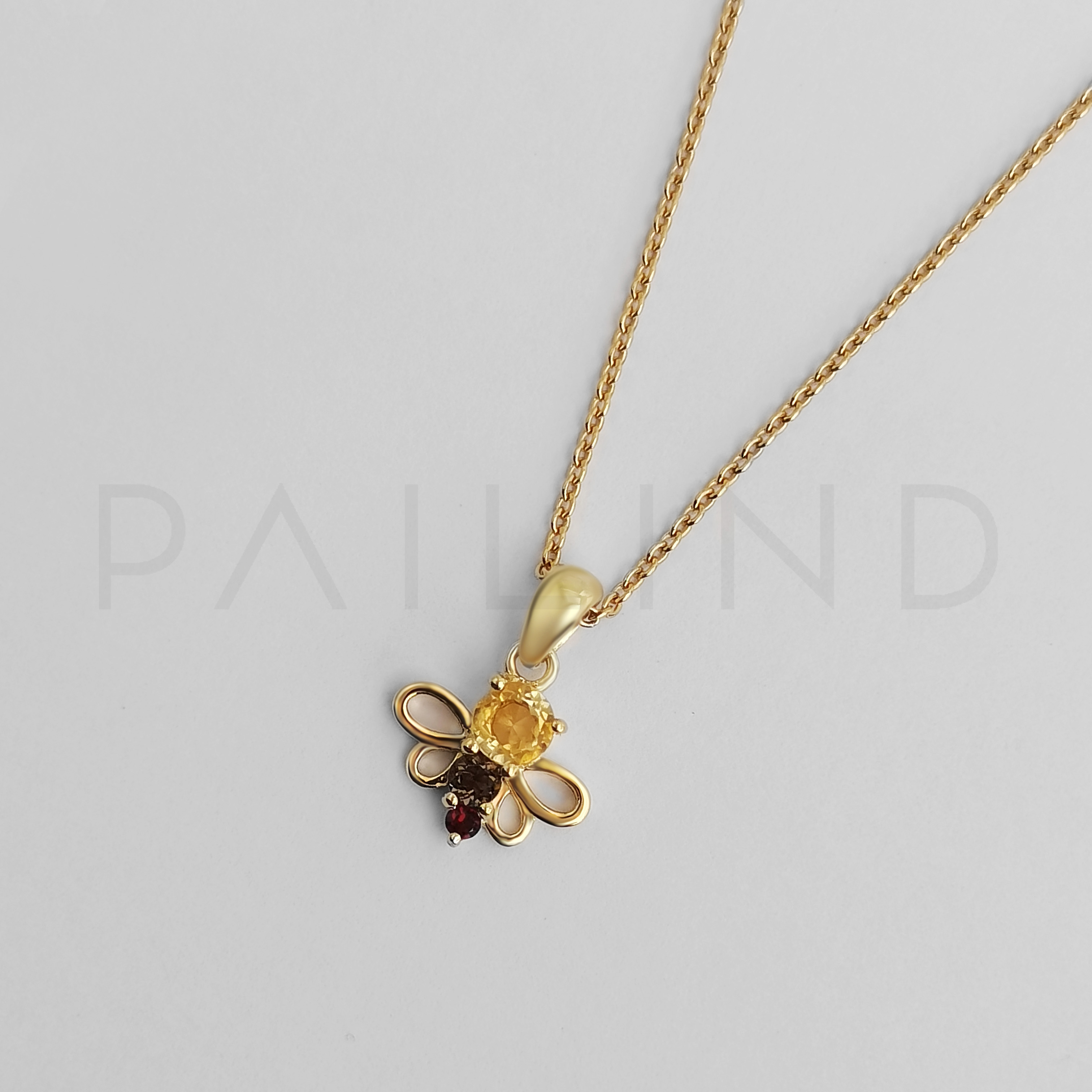 จี้เงินดีไซน์ผีเสื้อสุดน่ารัก ประดับพลอย CITRINE,GARNET,SMOKY QUARTZ