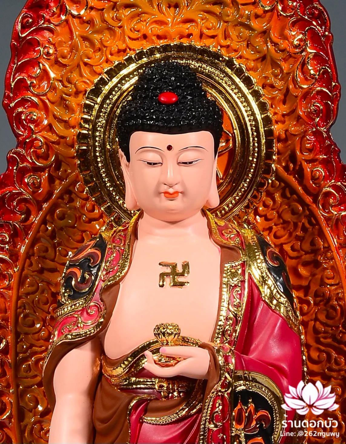 พระพุทธเจ้า (พระยูไล) พระโพธิสัตว์กวนอิม (กวนอิมผ่อสัก) พระมหาสถามปราปต์โพธิสัตว์ (ไต่ซีจี่ผ่อสัก) ปางยืนบนดอกบัว ขนาด 16/19/26/36/42/50 นิ้ว