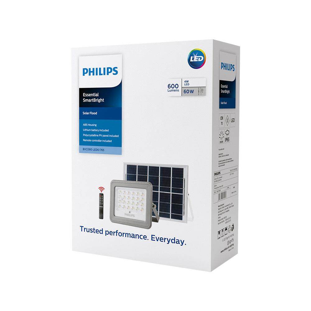 โคมไฟโซล่าเซล Philips SmartBright Solar Flood Light BVC080 พร้อมแผงโซลาร์และรีโมทควบคุม โซล่าเซล