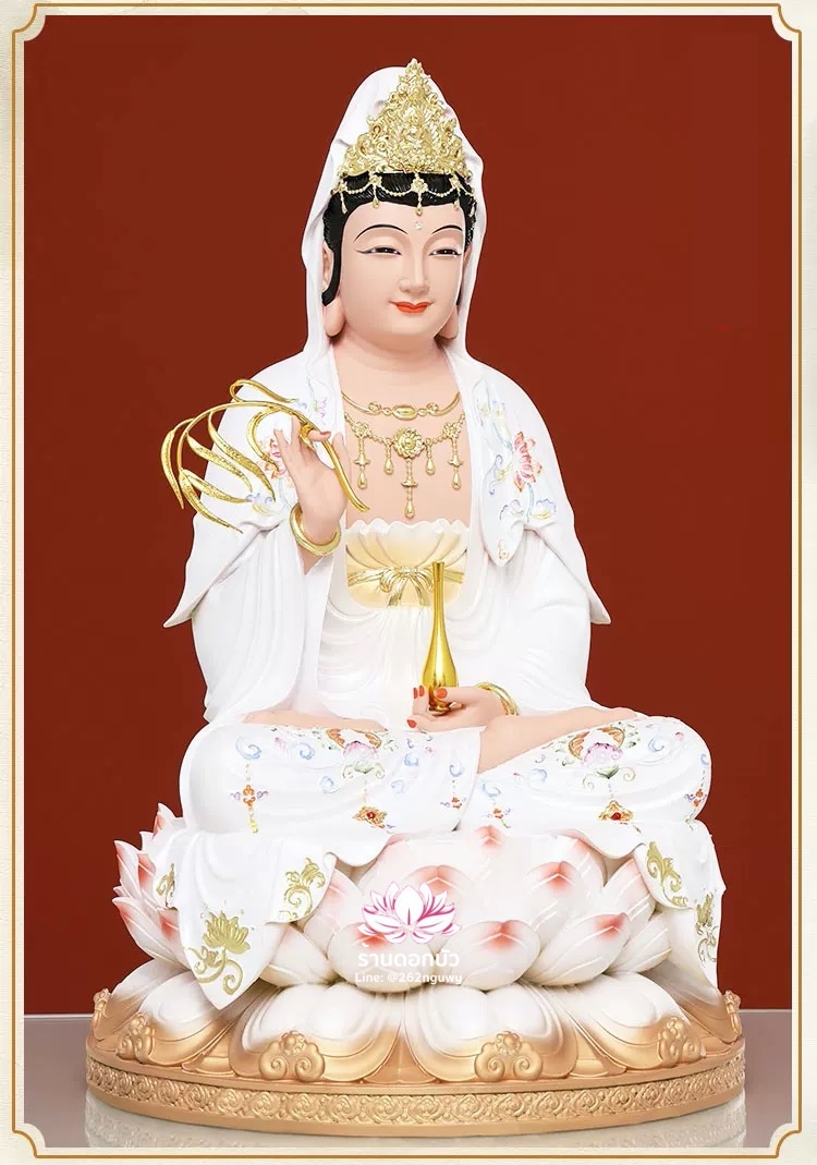 พระพุทธเจ้า (พระยูไล) พระโพธิสัตว์กวนอิม (กวนอิมผ่อสัก) พระมหาสถามปราปต์โพธิสัตว์ (ไต่ซีจี่ผ่อสัก) งานเรซิ่น ขนาด 12/16/19 นิ้ว