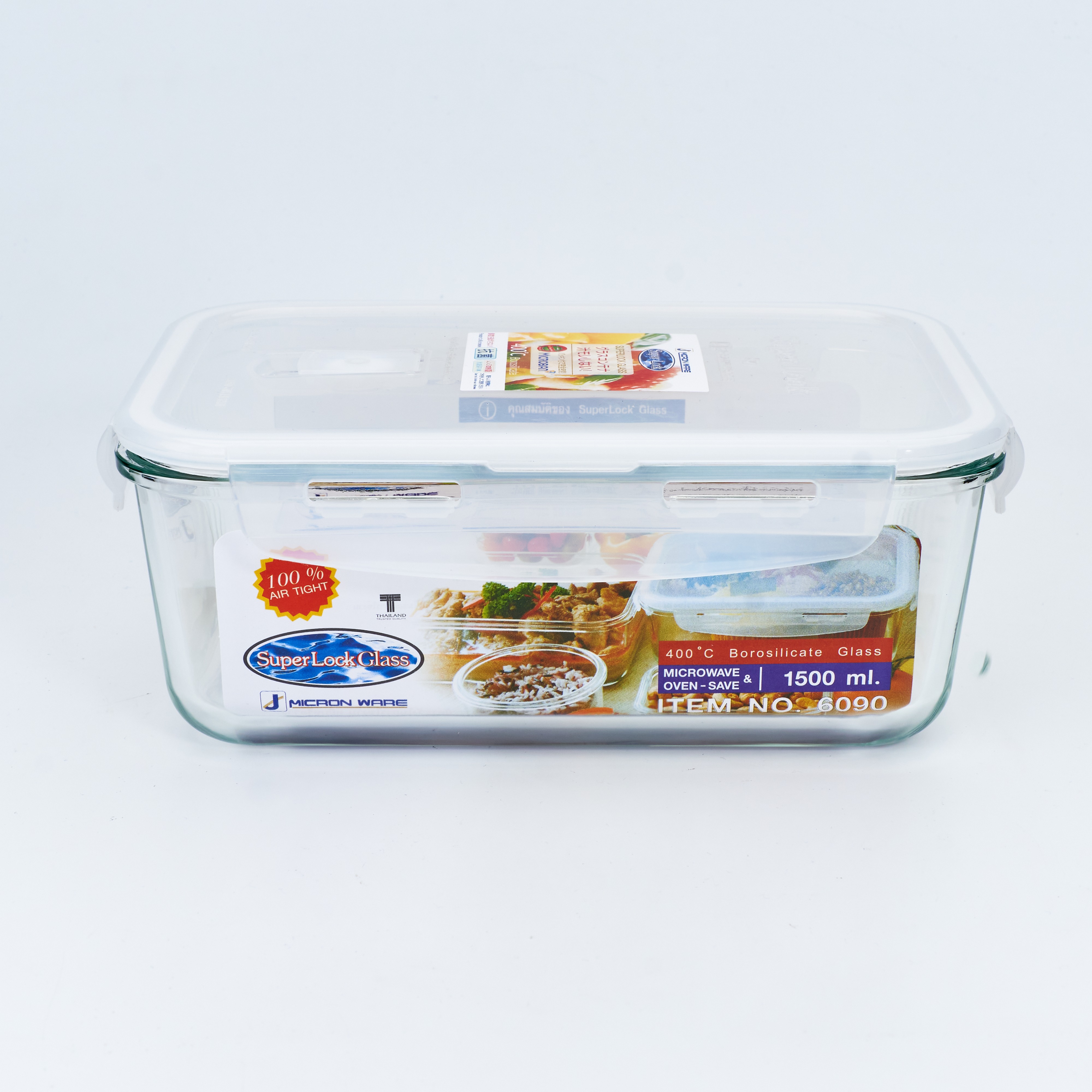 Small Evting กล่องถนอมอาหาร”แก้ว” SuperLock Glass 1500ml แบบสี่เหลี่ยมผืนผ้า No.6090