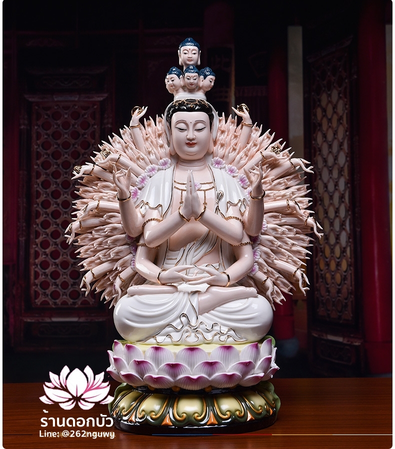 พระโพธิสัตว์กวนอิมพันเนตรพันกร พระแม่กวนอิมพันมือ พระโพธิสัตว์อวโลกิเตศวรพันกร ปางนั่ง ขนาด 18 นิ้ว