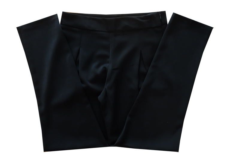 กางเกงขาเดฟเอวสูงจีบทวิตหน้า ผ้าฮานาโกะ สีดำ Size 2X 3X