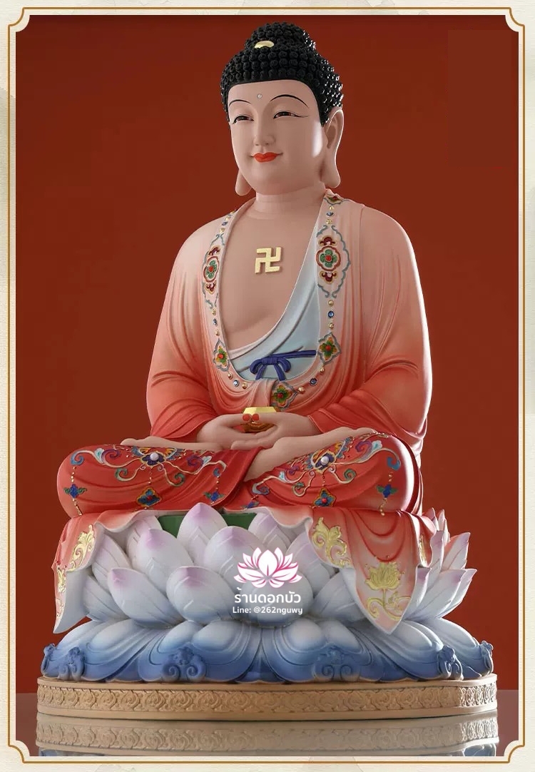 พระพุทธเจ้า พระยูไล ปางประทับนั่งบนบัลลังก์ดอกบัว งานเรซิ่น ขนาด 12/16/19/26 นิ้ว