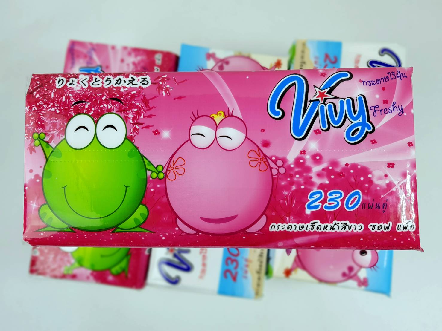 Small Evting กระดาษทิชชู่เช็ดหน้ายกแพ็คสุดคุ้ม!! Vivy Freshy 230แผ่น/ห่อ (จำนวน8ห่อ/1แพ็ค)กระดาษทิชชู่เช็ดหน้าสีขาว