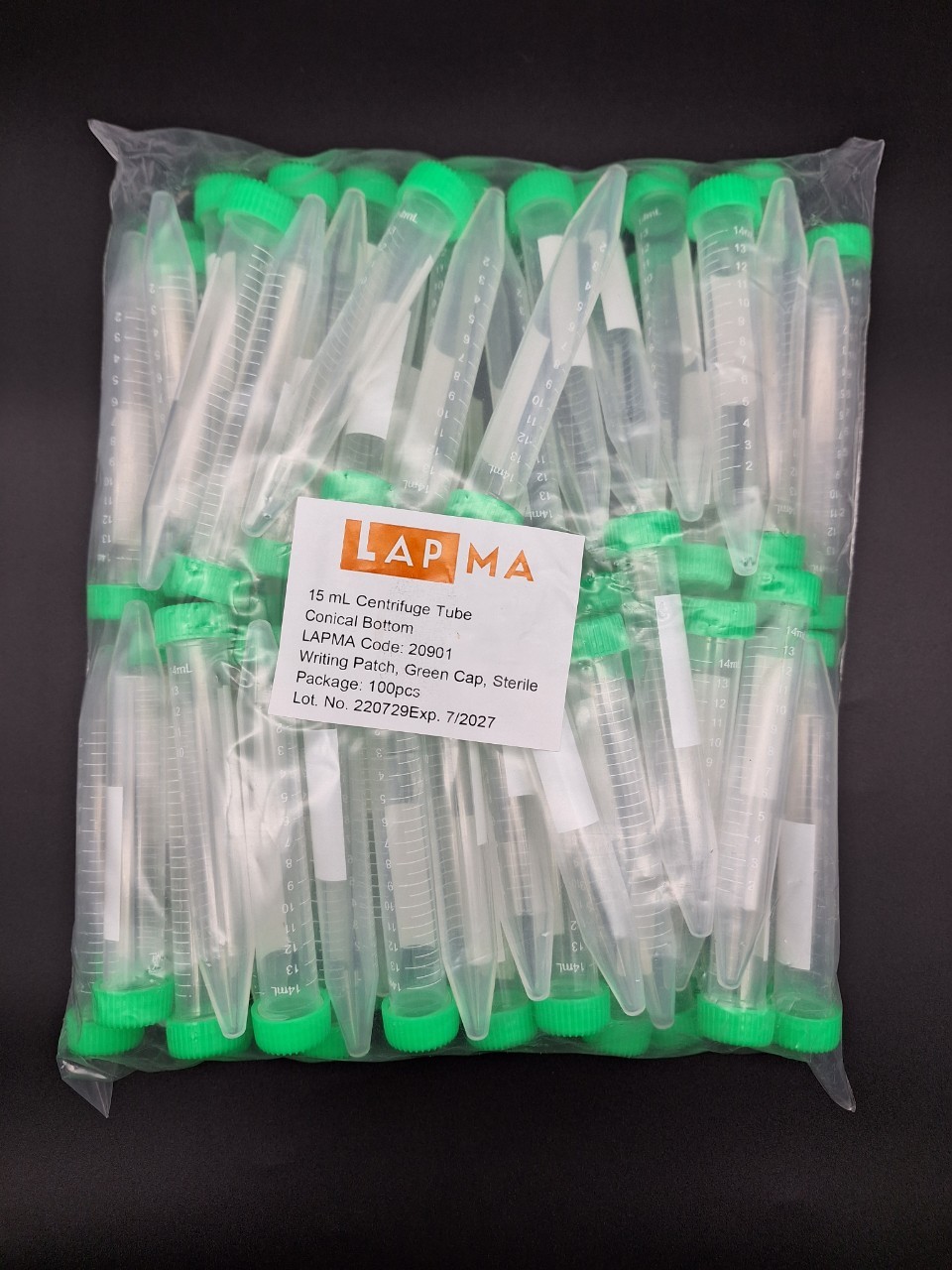 (ขายยกลัง) 15ml Centrifuge Tube ,E.O.Sterile, หลอดทดลองขนาด15ml ปราศจากเชื้อ 100ชิ้น/แพ็ค , 20แพ็ค/กล่อง
