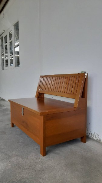 เก้าอี้นั่งเก็บของได้57x100x75ซม.ไม้สักแท้