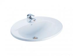 อ่างล้างหน้าฝังบนเคาน์เตอร์ COTTO C02607 เซเรน่า 1 รูก๊อก Cef.ขาว