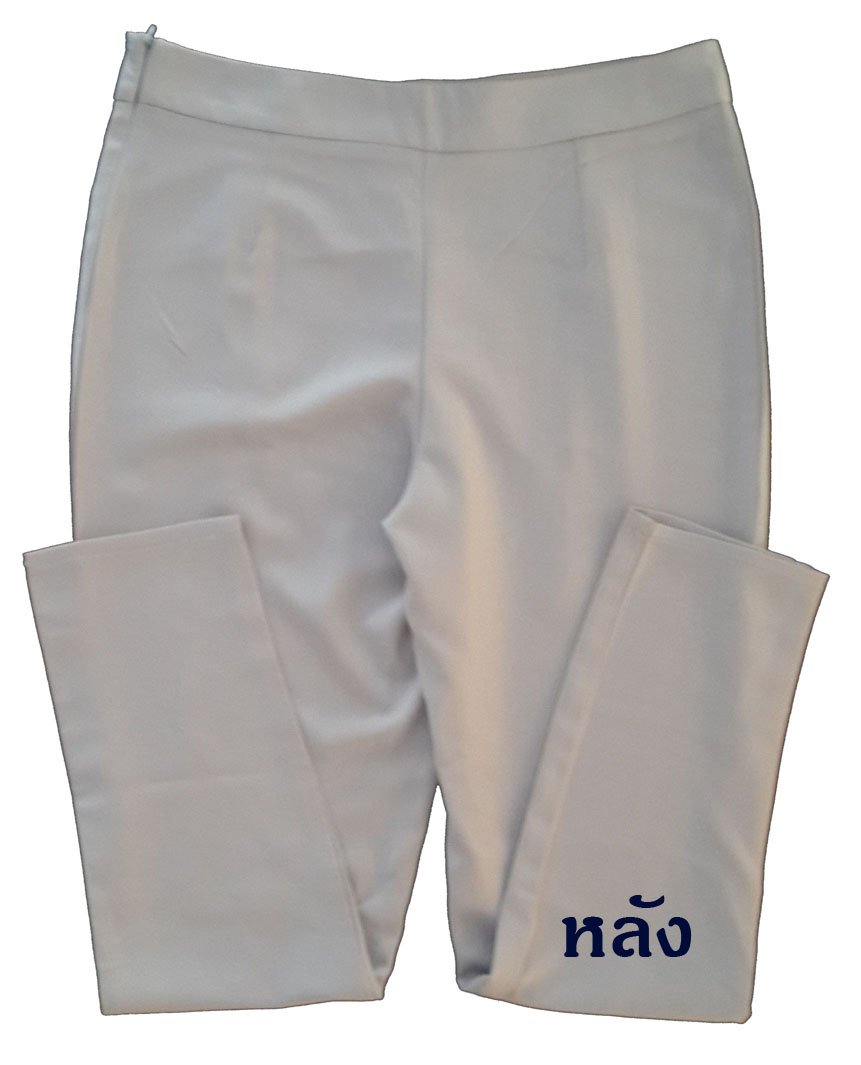 กางเกงขาเดฟเอวสูงจีบทวิตหน้า ผ้าฮานาโกะ สีเทา Size 2X 3X