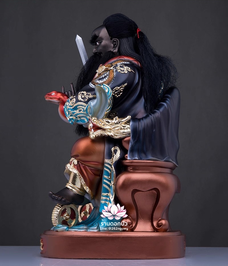 เตียวกงเสงกุ้น ฮวบจู่กง หรือ ฮวดจูกง ปางนั่งบัลลังก์มังกร งานเรซิ่นพรีเมียม ขนาด 12/16/19/24 นิ้ว