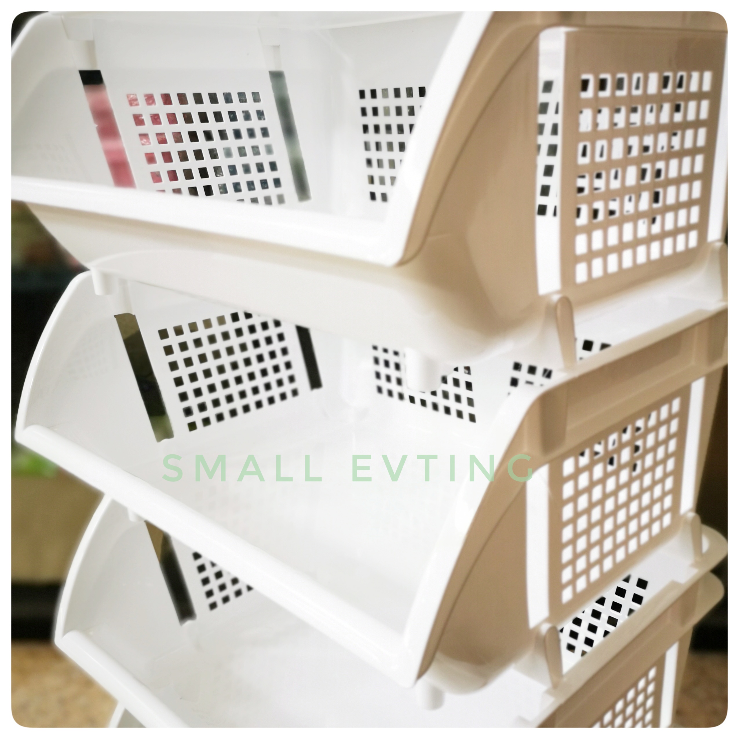 Small Evting ชั้นพลาสติก รุ่นมีล้อ ชั้นเอนกประสงค์ สีขาว พลาสติก เกรด A
