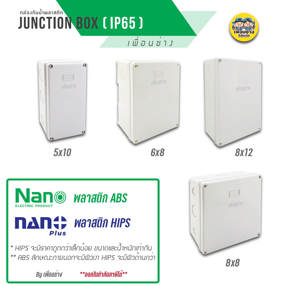 NANO กล่องกันน้ำ สีขาว สีดำ กล่องพักสาย บ็อกพัก บ็อกพักสาย กล่องไฟ บ๊อกกันน้ำ บ็อกกันน้ำ 5x10 6x6 6x8 8x8 8x12 บล็อกกันน้ำ บล็อคกันน้ำ