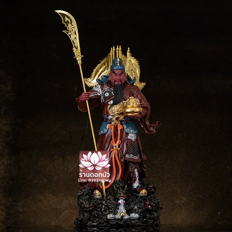 เทพเจ้ากวนอู กวนเต้กุ๊น เฮียบเที้ยนไต่เต่ หรือ กวนเส่งเต้กุ้น ปางประทานทรัพย์ ขนาด 16/19/26/36 นิ้ว สีเขียว/แดง