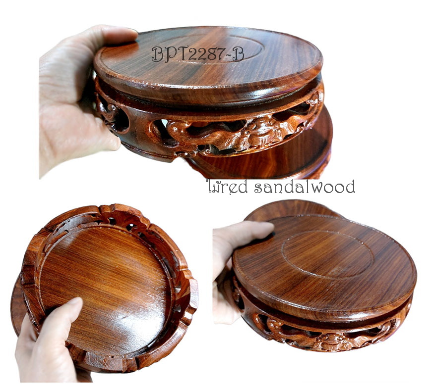 กี๋หรือฐานไม้สไตล์จีน ลายค้างคาว-BPT2287-