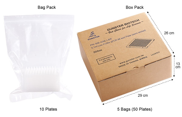 0.1ml Low Profile qPCR 96 well Plate (semi skirted) จานหลุม96ช่อง ขนาด0.1มล. (10ชิ้น/แพ็ค) รุ่น MB-Q96-LBR