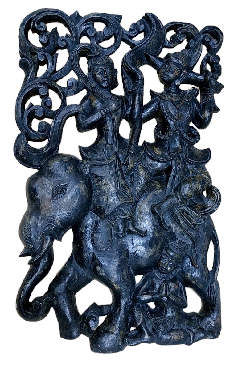 แผ่นไม้แกะสลัก ศิลปะพม่า 30cmx48cm