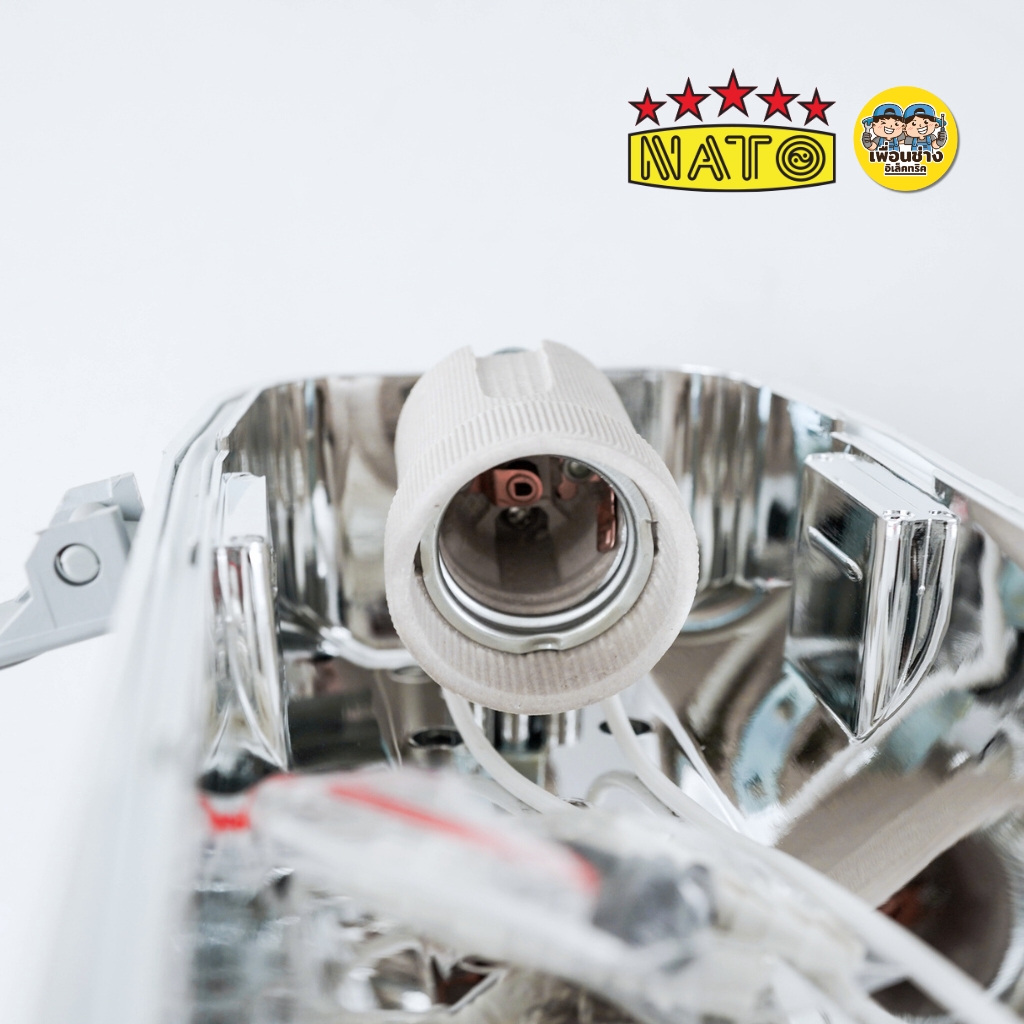 NATO โคมไฟถนนกันน้ำ มินิ รุ่น NT-LAM21 พร้อมขาเหล็ก ใช้กับหลอดขั้ว E27 โคมถนน โคมไฟ