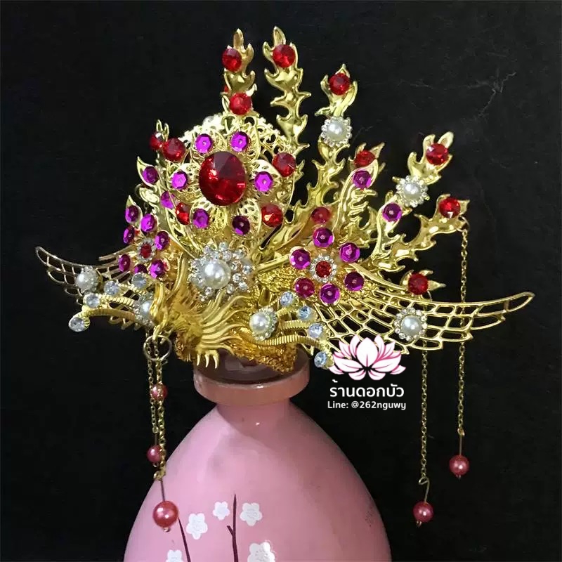 หมวกเทพเจ้าฝ่ายหญิง หมวกเทพนารี หมวกเทวนารี หมวกพระจีน หมวกกิมซิ้น หมวกเทพเจ้าจีน