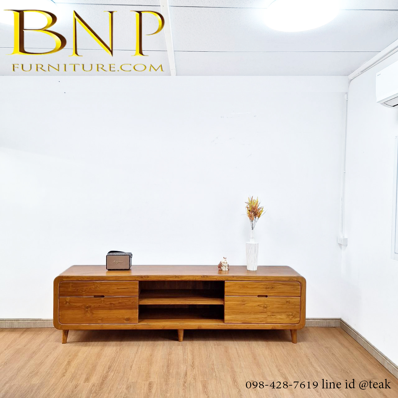 ไซด์บอร์วางทีวีไม้สักแท้ รุ่นเดอะเบส ยาว 2.4 เมตร