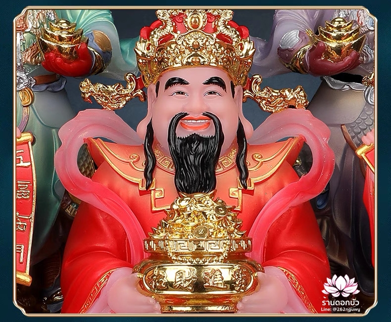 เทพเจ้าไฉ่ชิงเอี๊ย 5 ทิศ อู่ลู่ไฉเสิน อู่ลู่เสิน เทพเจ้าแห่งโชคลาภทั้งห้า งานผงหยกสังเคราะห์ ขนาด 16 นิ้ว