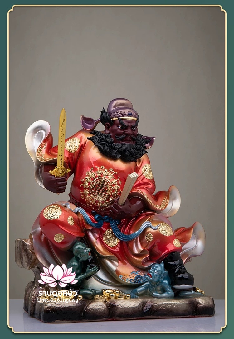 เทพเจ้าจงขุย จงขุยเทียนซือ จงขุยเอี๋ยกง ปางนั่งเหยียบบริวาร งานเรซิ่นคุณภาพสูง ขนาด 12/16/19/26 นิ้ว